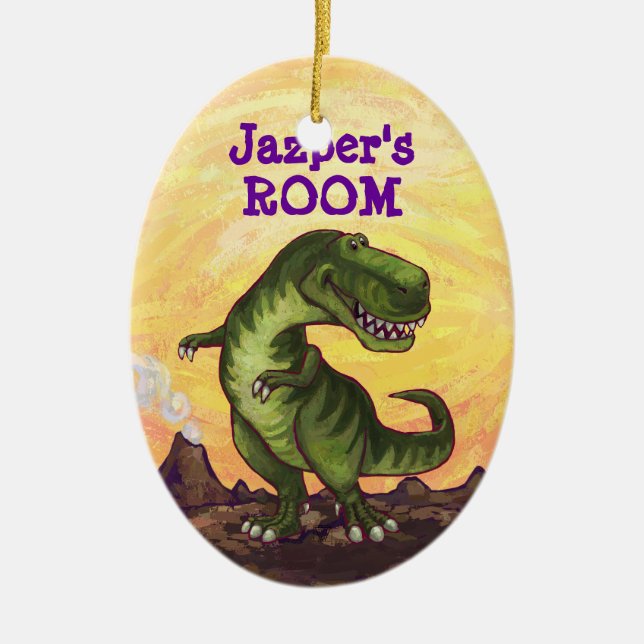 Niedlicher TRex Kopf-und Schwanz-persönlicher Keramik Ornament (Vorne)