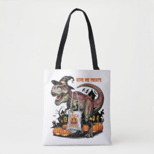 niedlicher Trex mit personalisiert weißen Hexen Tasche