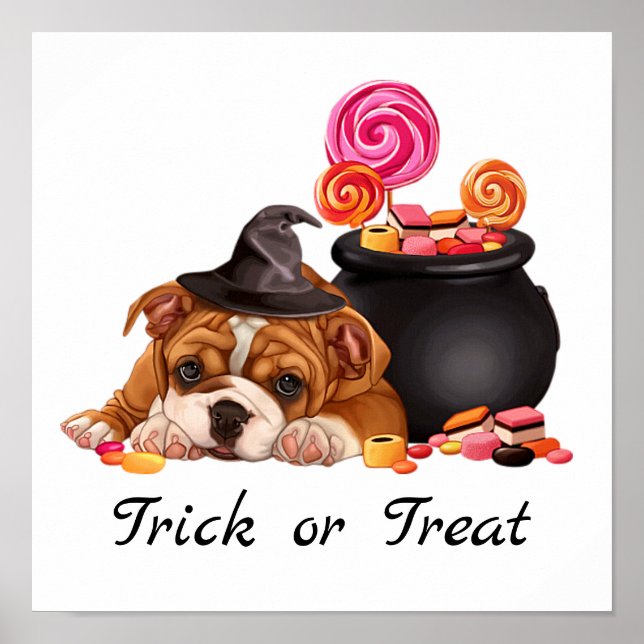 Niedlicher Trick oder Treat Candy Dog | Halloween Poster (Vorne)