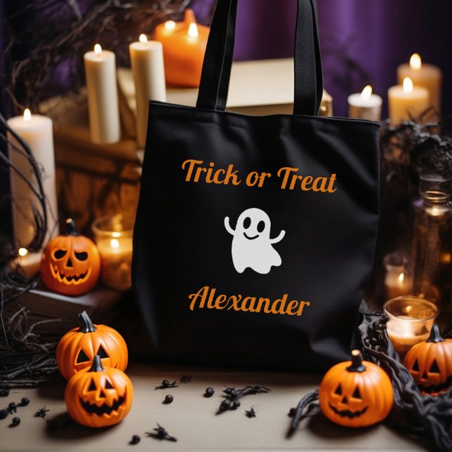 Niedlicher Trick oder Treat Halloween-Geistername Tasche (Von Creator hochgeladen)