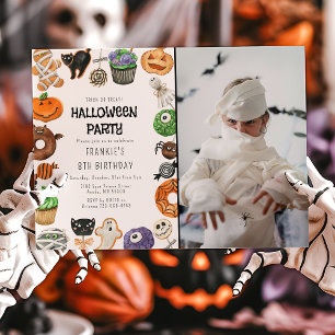 Niedlicher Trick und Leckerei Halloween Foto Gebur Einladung