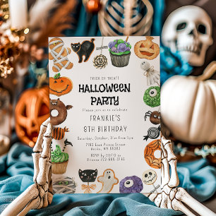 Niedlicher Trick und Leckerei Halloween Geburtstag Einladung
