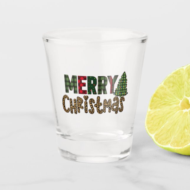 Niedlicher Trinkbehälter Frohe Weihnachtsbaumgesta Schnapsglas (Vorderseite)