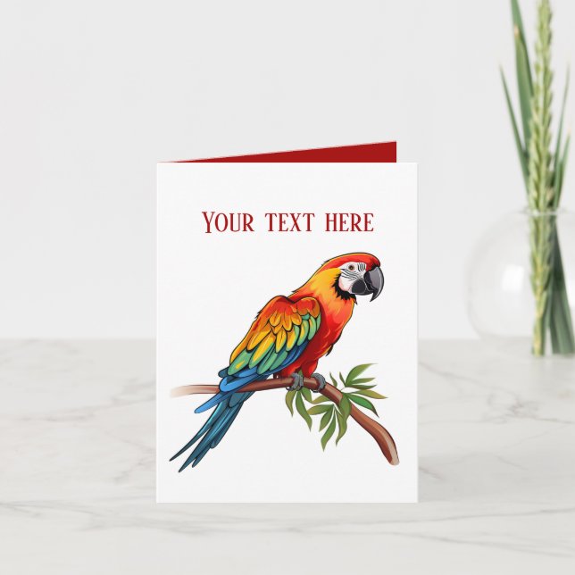 Niedlicher Tropenpapagei fügt Text zu jedem Zweck  Karte (Vorderseite)