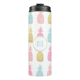 Niedlicher Tropischer Ananas-Monogramm-Tumbler Thermosbecher