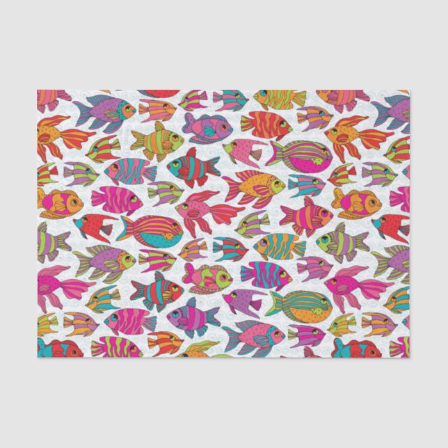 Niedlicher tropischer Fisch Rosa Türkisgrün Seidenpapier (Vorderseite)