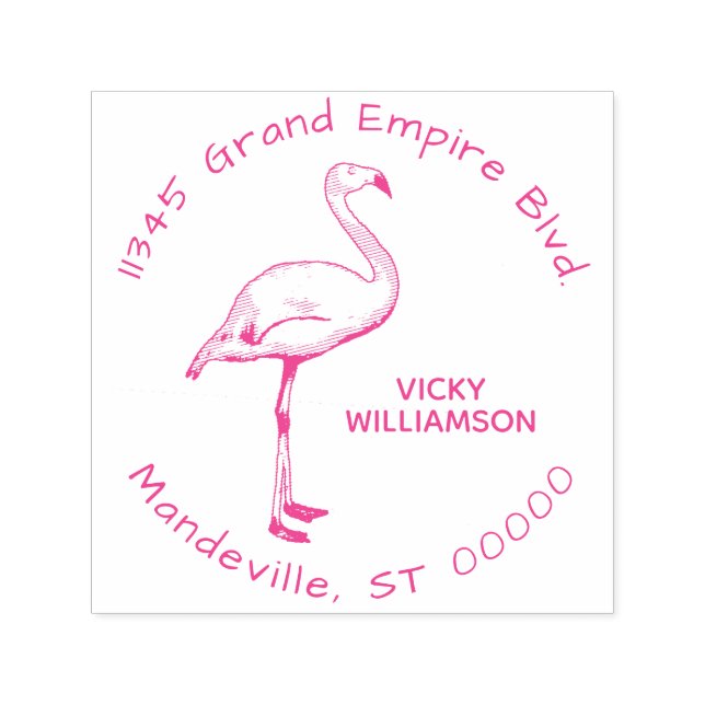 Niedlicher Tropischer Flamingo Bird Moderne Rückse Permastempel (Design)
