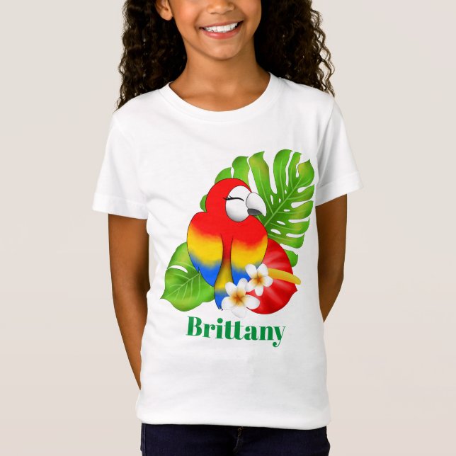 Niedlicher tropischer Papagei-Name T-Shirt (Vorderseite)
