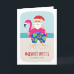 Niedlicher tropischer Strand Santa Pool Flohbad Ur Feiertagskarte<br><div class="desc">Diese hübsche Urlaubskarte verfügt über einen handgezückten tropischen Weihnachtsmann, der farbenfrohe Schwimmstämme trägt und einen hellen Flamingo-Pool hat! Der Hintergrund umfasst den Sandstrand, das Meer und den Himmel. Einfach mit eigenem Text auf der Vorderseite und im Inneren der Karte anpassen! Schick ein Lächeln in dieser Weihnachtszeit oder zu Weihnachten im...</div>