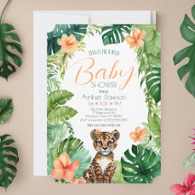 Niedlicher Tropischer Tiger für Jungle Baby Dusche