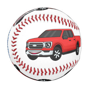 Niedlicher Truck-Cartoon mit rotem Lieferwagen Baseball