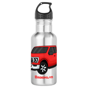Niedlicher Truck-Cartoon mit rotem Lieferwagen Edelstahlflasche