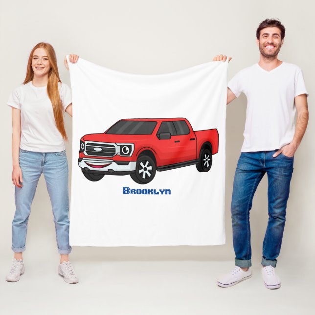 Niedlicher Truck-Cartoon mit rotem Lieferwagen Fleecedecke (Beispiel)