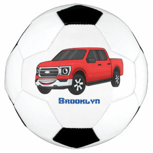 Niedlicher Truck-Cartoon mit rotem Lieferwagen Fußball