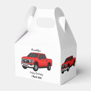 Niedlicher Truck-Cartoon mit rotem Lieferwagen Geschenkschachtel