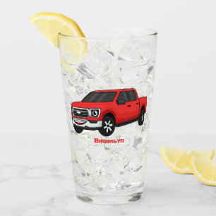 Niedlicher Truck-Cartoon mit rotem Lieferwagen Glas
