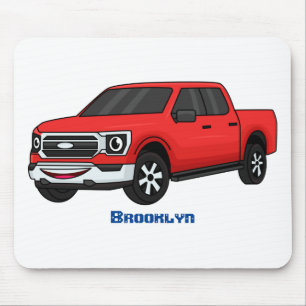 Niedlicher Truck-Cartoon mit rotem Lieferwagen Mousepad