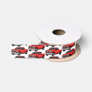 Niedlicher Truck-Cartoon mit rotem Lieferwagen Satinband