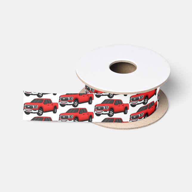 Niedlicher Truck-Cartoon mit rotem Lieferwagen Satinband (Spule)