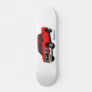 Niedlicher Truck-Cartoon mit rotem Lieferwagen Skateboard