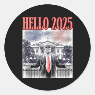Niedlicher Trump Hallo 2025 Neujahrsfest Konservat Runder Aufkleber