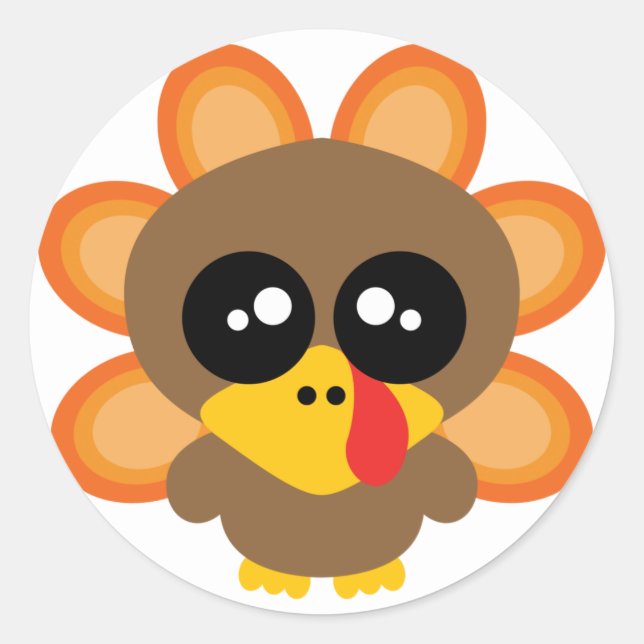 🦃 Niedlicher Truthahnjunge 2,0 / Erntedank Runder Aufkleber (Vorderseite)