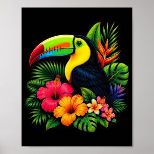 Niedlicher Tukan Trocal Vogel Sommer Blumen Urlaub Poster
