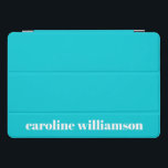 Niedlicher, türkisfarbener, Personalisierter Name iPad Pro Cover<br><div class="desc">Niedliche türkisfarbene Solid Color Personalisierter Name iPad Pro Cover</div>