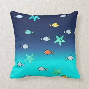 Niedlicher Türkisgrün-blaues Starfish-Fisch-Kissen Kissen