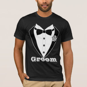 Niedlicher tuxedo-Bräutigam der Männer der T-Shirt