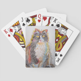 Niedlicher Tuxedo Cat Pencil Zeichnend Spielkarten