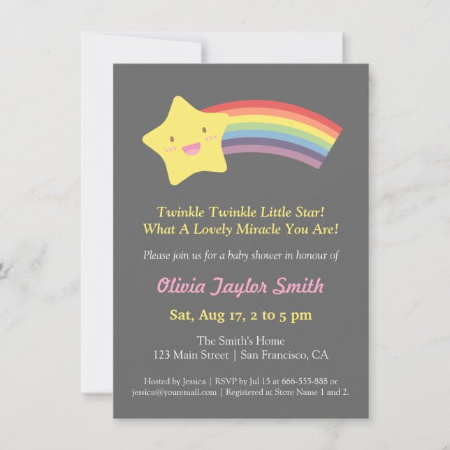 Niedlicher TwinkleTwinkle wenig Stern-Baby-Dusche Einladung (Vorderseite)