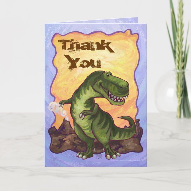 Niedlicher Tyrannosaurus Rex danken Ihnen zu Dankeskarte (Vorderseite)