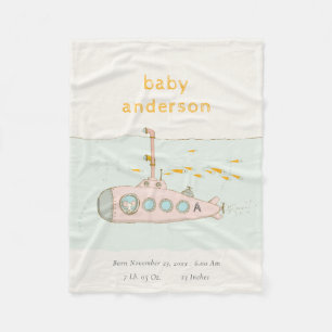 Niedlicher U-Boot-Monogramm-Babystaat Fleecedecke