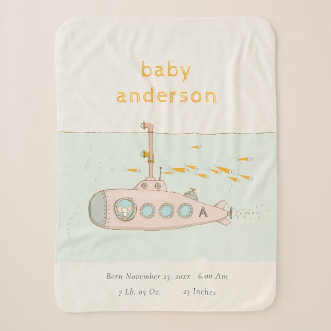 Niedlicher U-Boot-Monogramm-Babystaat Sherpadecke (Vorderseite)
