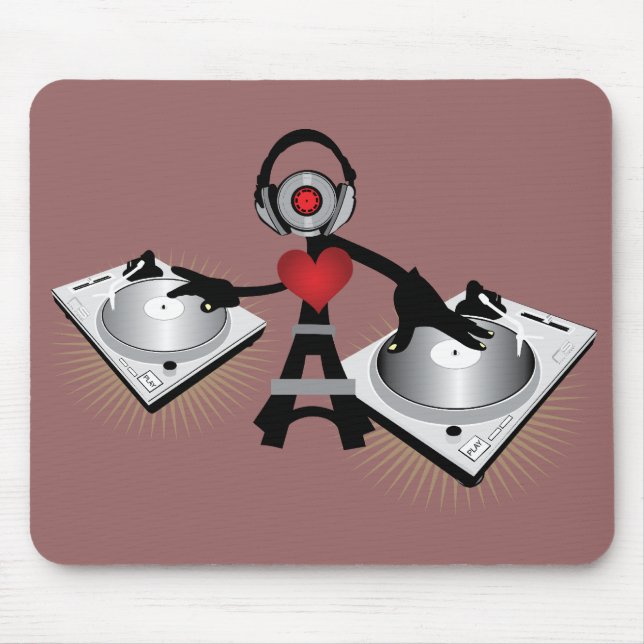 Niedlicher u. cooler DJ-Charakter mit Plattformen Mousepad (Vorne)