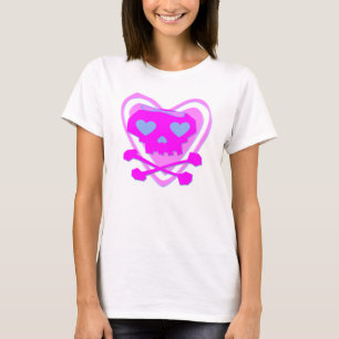 NIEDLICHER U. GIRLY EMO SCHÄDEL U. GEKREUZTE T-Shirt