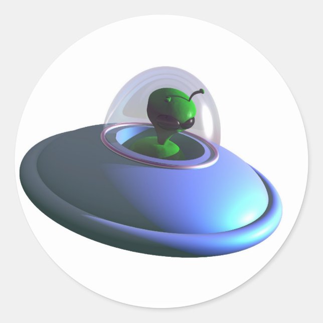 Niedlicher UFO-Aufkleber Runder Aufkleber (Vorderseite)