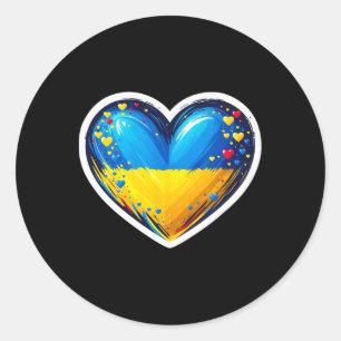 Niedlicher Ukrainischer Bynner Fan Ukraine-Flagge  Runder Aufkleber