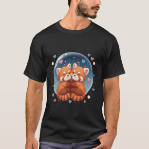 Niedlicher umarmender Roter Panda in sternförmiger T-Shirt