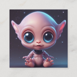 Niedlicher und bezaubernder Cartoon Alien Baby Quadratische Visitenkarte