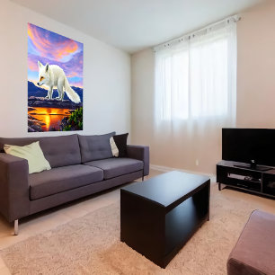 Niedlicher und bezaubernder weißer Fuchs   AI Art  Poster