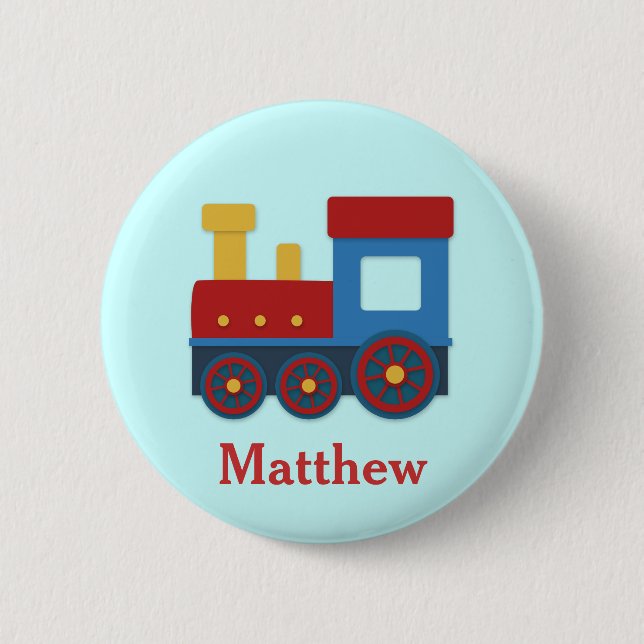 Niedlicher und bunter Zug für Jungen Button (Vorderseite)