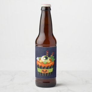 Niedlicher und cremiger Halloween-Cupcake Bierflaschenetikett