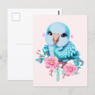 Niedlicher und erlesener Blauer Babypapagei Postkarte
