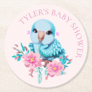 Niedlicher und erlesener Blauer Babypapagei Runder Pappuntersetzer