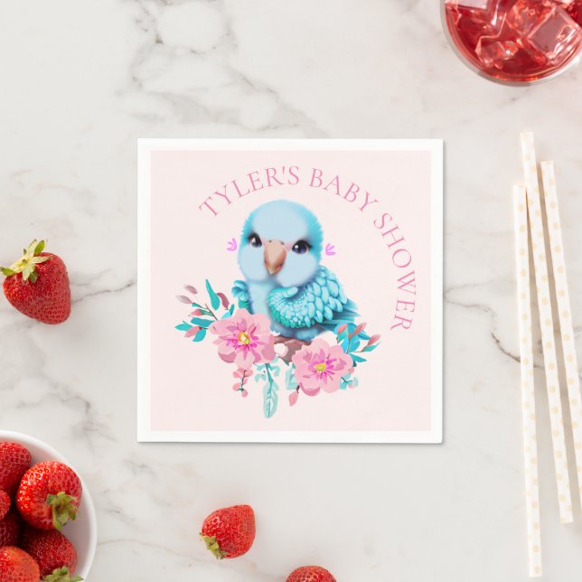 Niedlicher und erlesener Blauer Babypapagei Serviette (Beispiel)