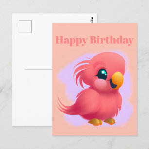 Niedlicher und erlesener Pink-Babypapagei Postkarte