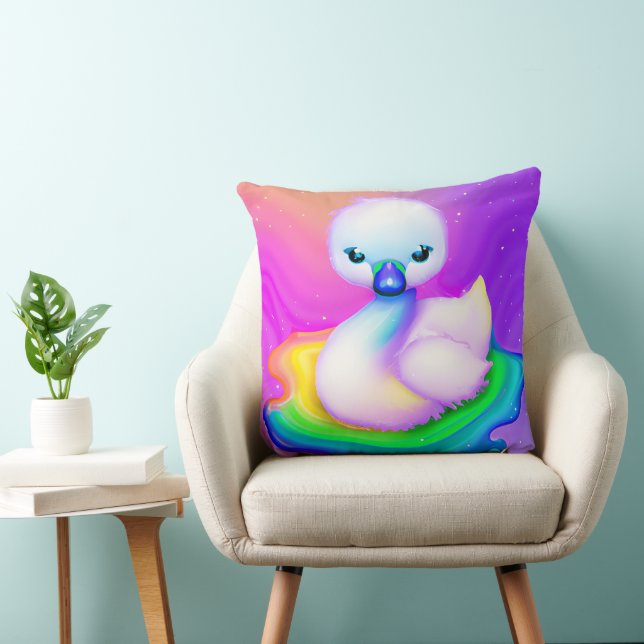 Niedlicher und farbenfroher Baby Swan Kissen (Stuhl )
