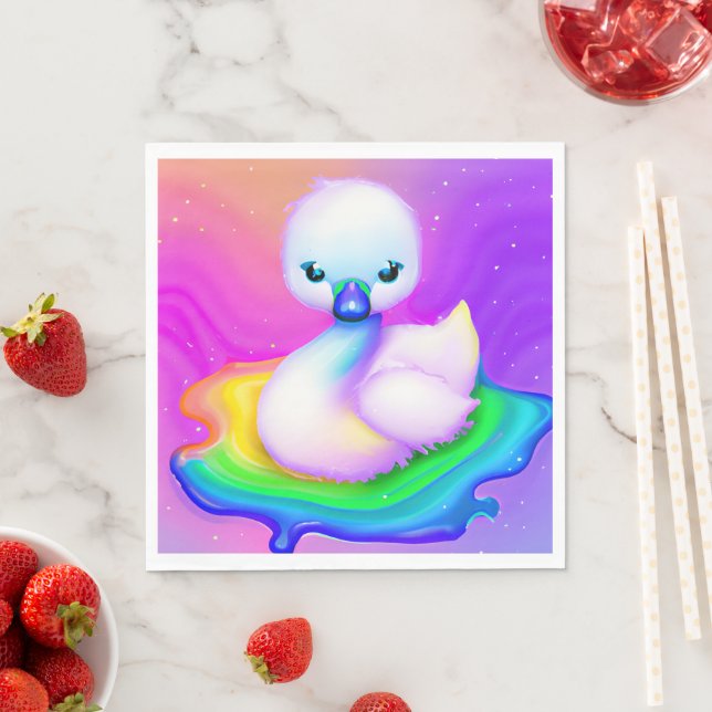 Niedlicher und farbenfroher Baby Swan Serviette (Beispiel)